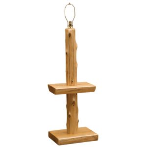 Cedar Log Floor Lamp without Lamp Shade - with Shelf - Weathered 2