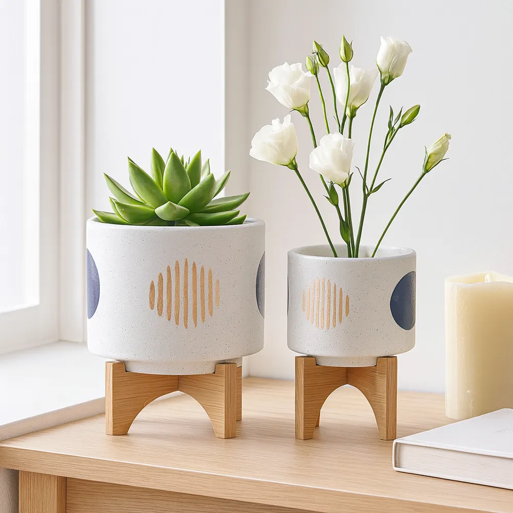 BLAINEWICK SET OF 2 WHITE PLANTER 11 (IN)
