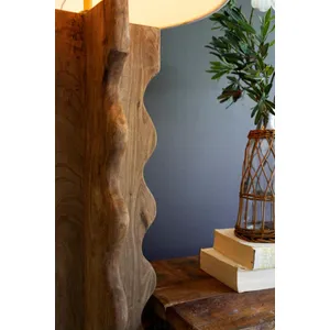 Wavy Mango Wood Floor Lamp with Fabric Shade 3