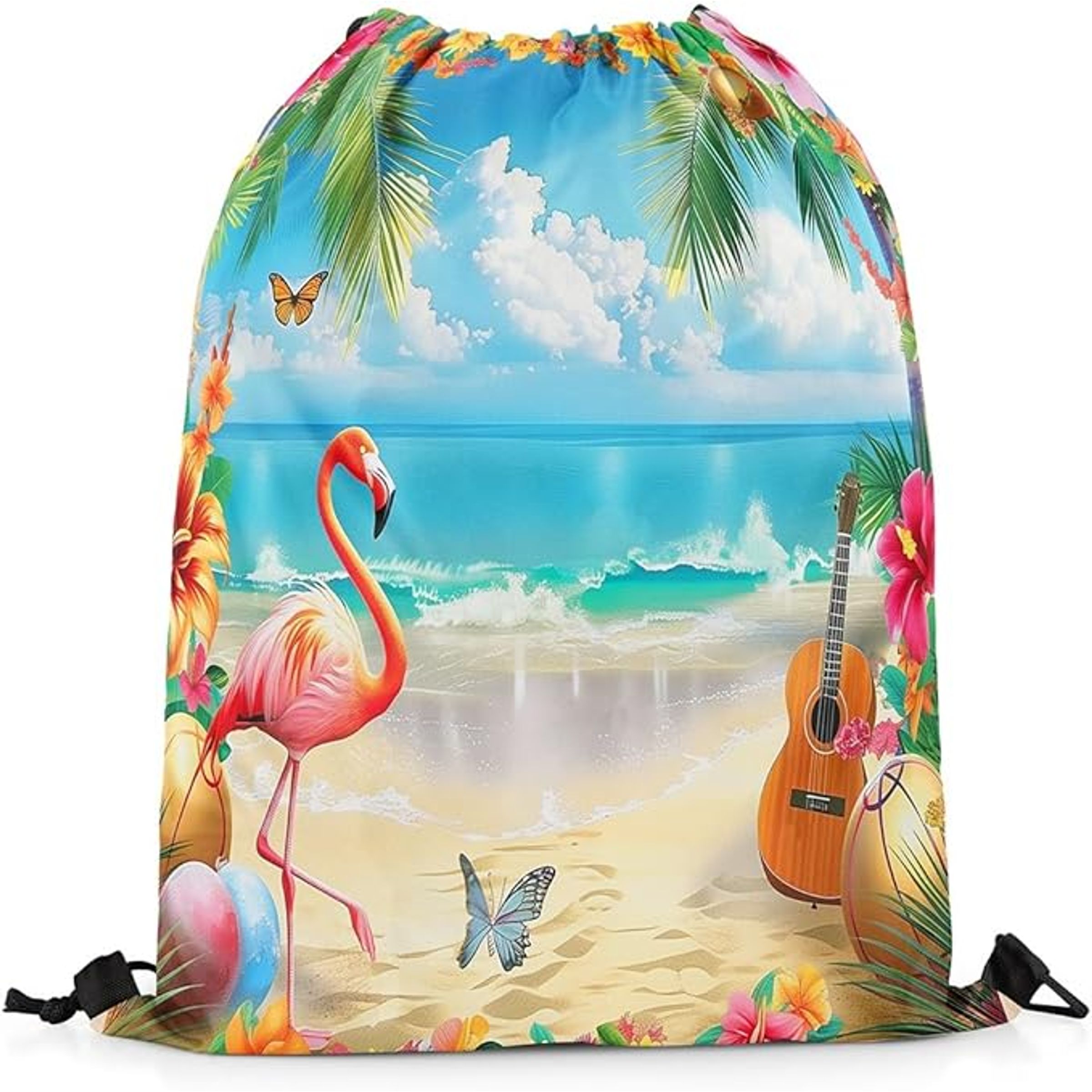 DIGITAL PRINT MESH XL BEACH DUFFLE - WATERCOLOR HIBISCUS