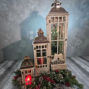 Drawer Wood and Metal Lantern Set of 3 - 18in, 32in and 48in 1