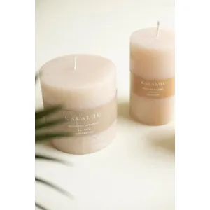 Small Rustic Pillar Candle / Linen 3