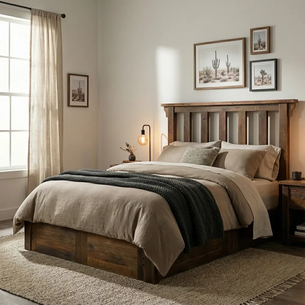 Barnwood Post Platform Bed - Single