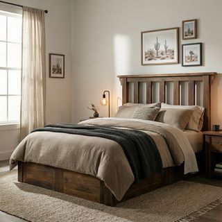 Barnwood Post Platform Bed - Queen