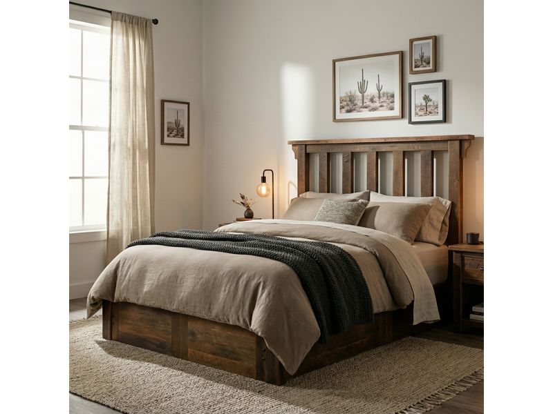 Barnwood Post Platform Bed - King 1
