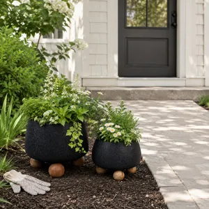 ALBAFIELD SET OF 2 BLACK PLANTER 9 (IN) 9