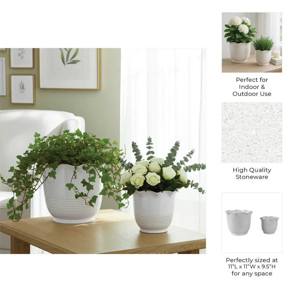 ALECHAVEN SET OF 2 IVORY PLANTER 11 (IN)