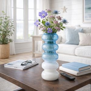 HARLOWFIELD BLUE GLASS VASE 17 (IN) 10