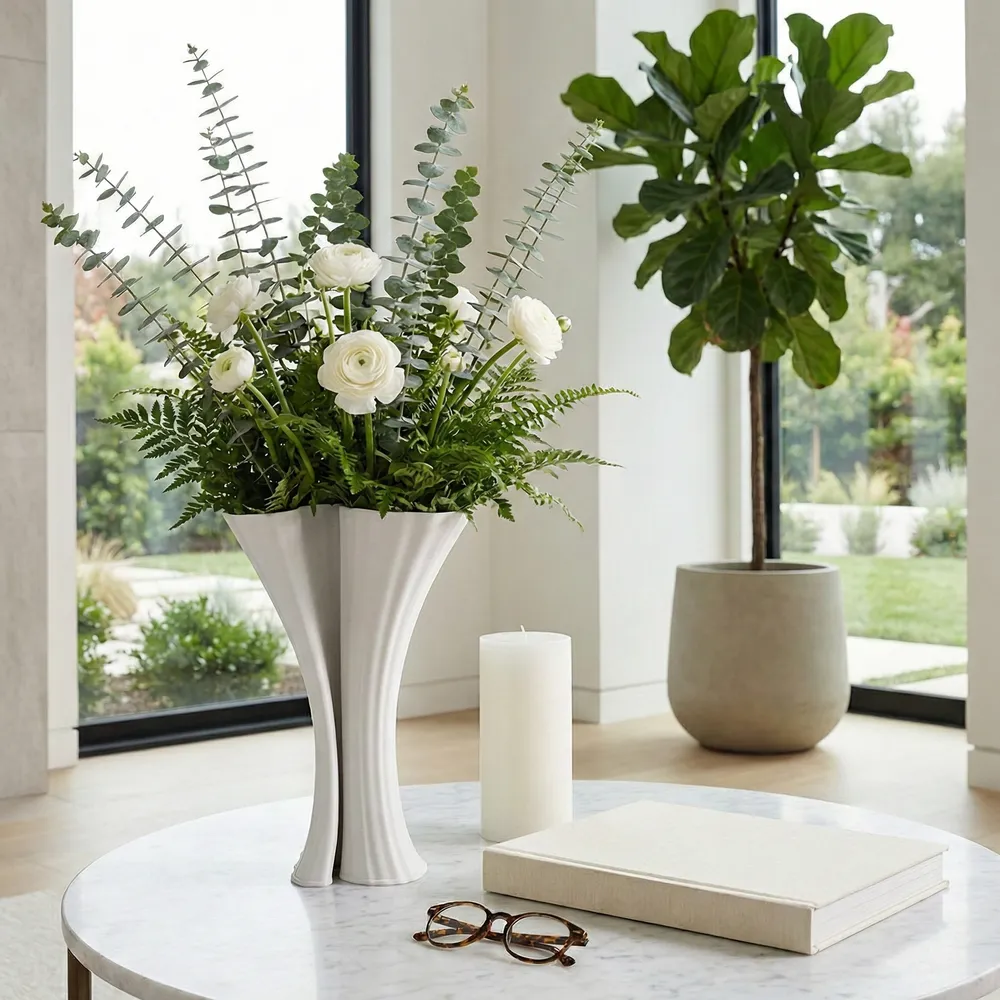 WRENMORE WHITE VASE 14 (IN)