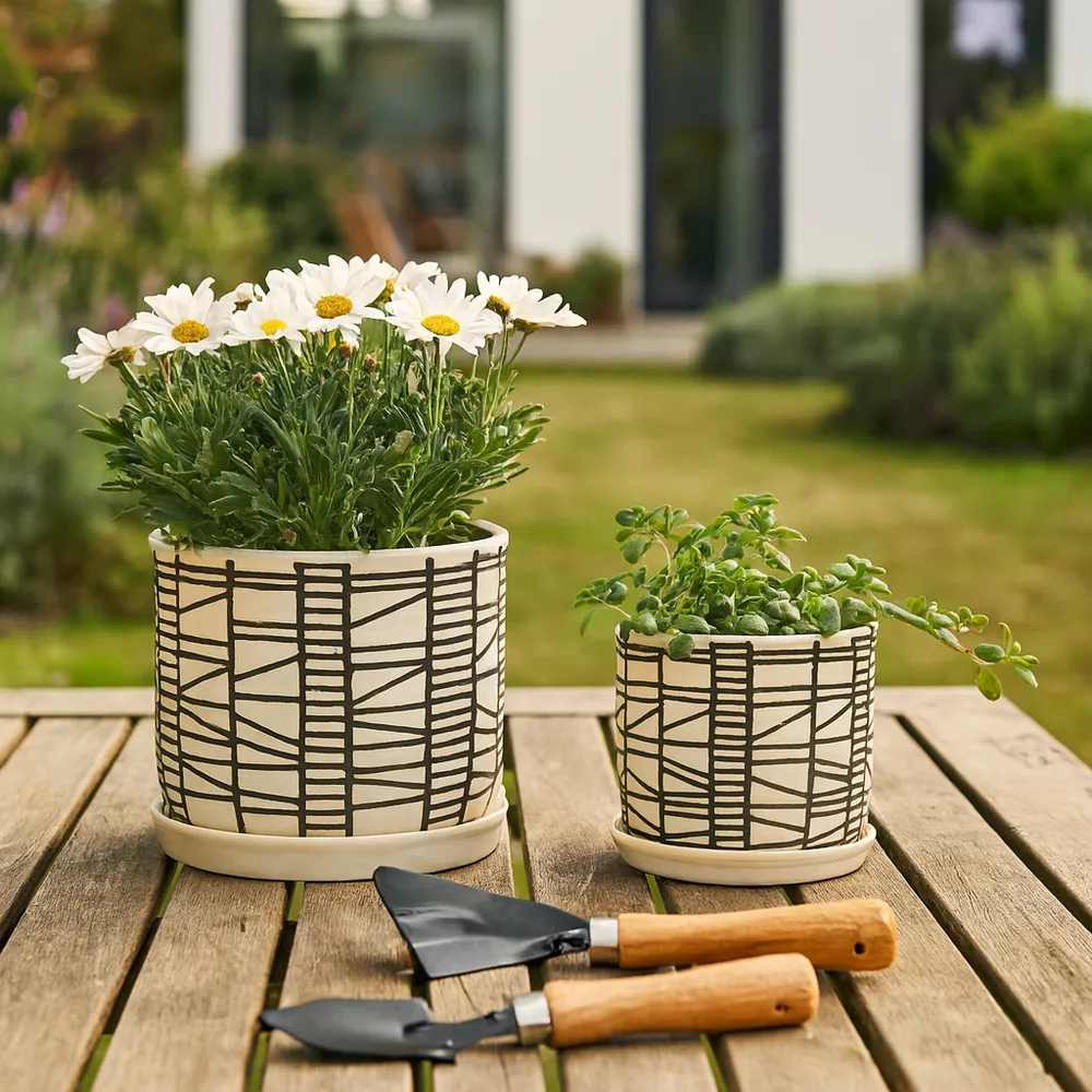 HOUSTONLAKE SET OF 2 IVORY PLANTER 7 (IN)