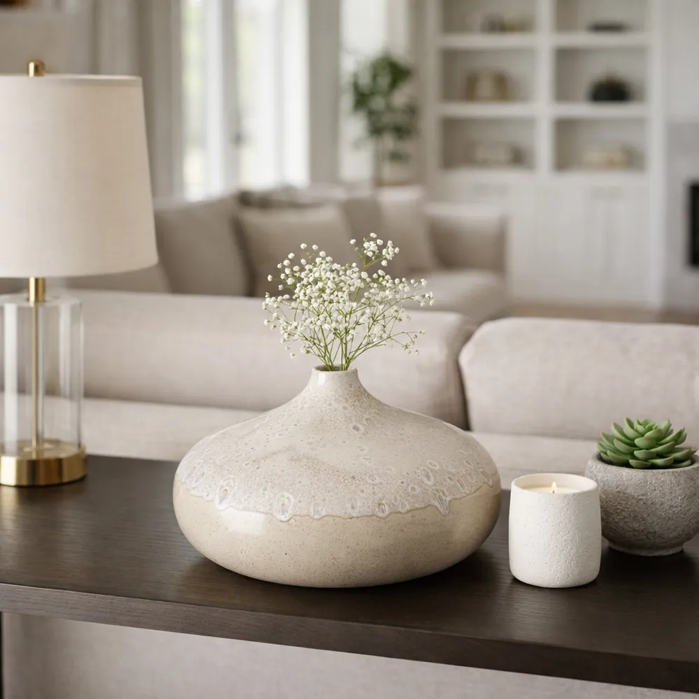 EMMETOAK CREAM VASE 9 (IN)