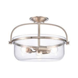 Wentworth 17'' Wide 3-Light Semi Flush Mount - Brushed Nickel 1