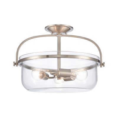 Wentworth 17″ Wide 3-Light Semi Flush Mount - Brushed Nickel