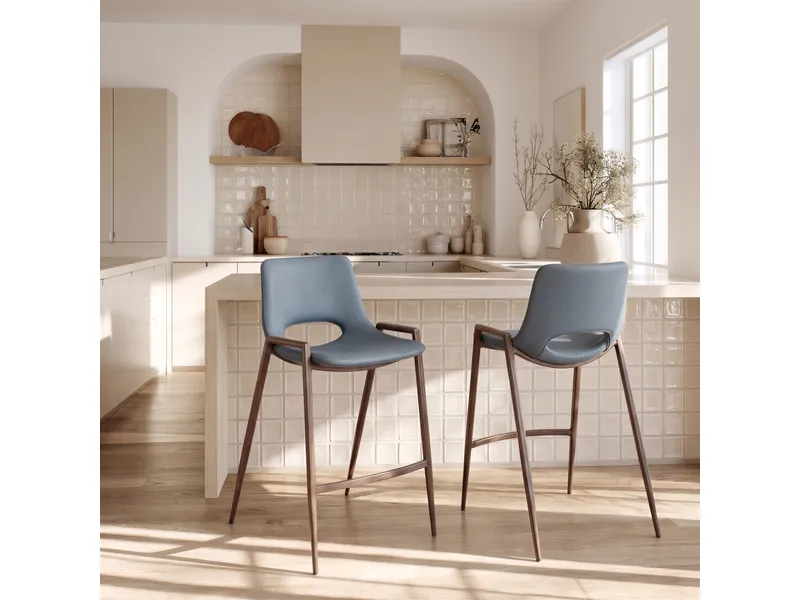 Desi Counter Stool Azure Gray & Walnut 8