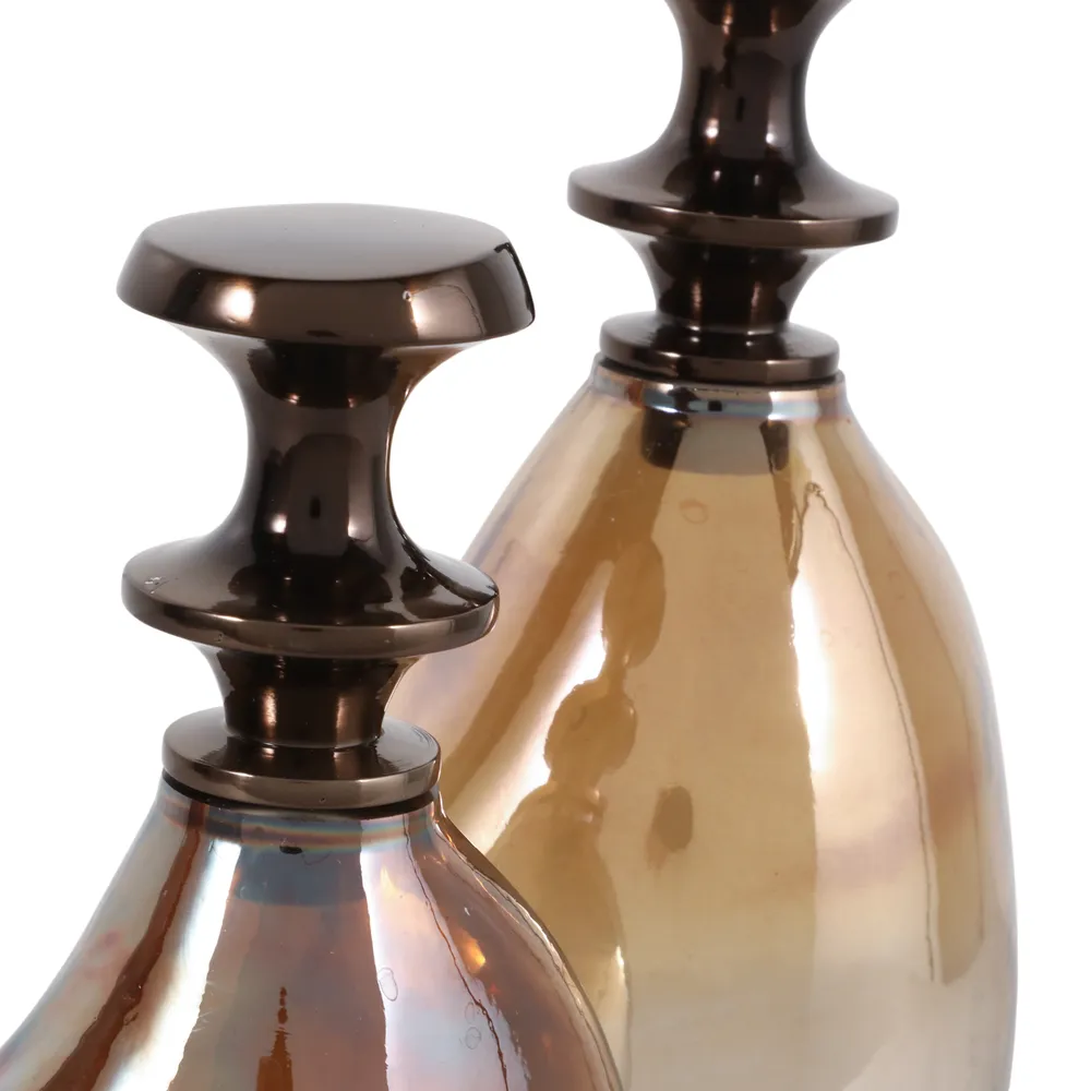 SLATETON SET OF 2 BROWN JARS 13 (IN)