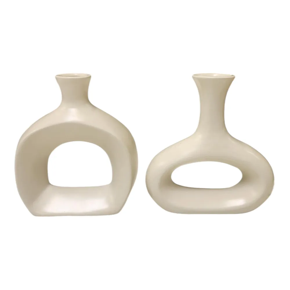 AXELTON SET OF 2 IVORY VASES 7 (IN)