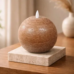 Rustic Brown Round Ball Moving Flame 4.7x4.3in 1