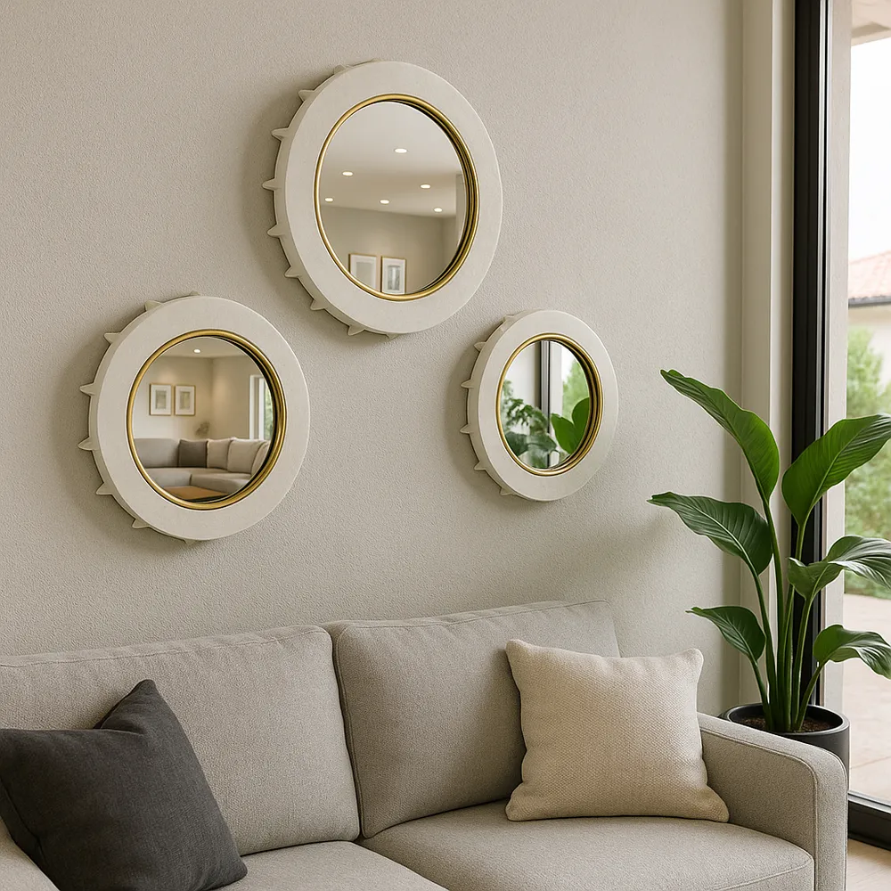 BRAMWORTH SET OF 3 WHITE MIRRORS 18 (IN)