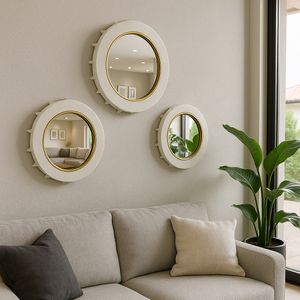 BRAMWORTH SET OF 3 WHITE MIRRORS 18 (IN) 9