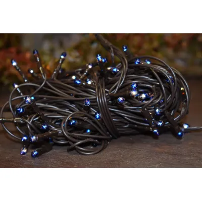 Blue 50 Bulb Primitive RICE String Lights 10ft Green Cord - Steady On