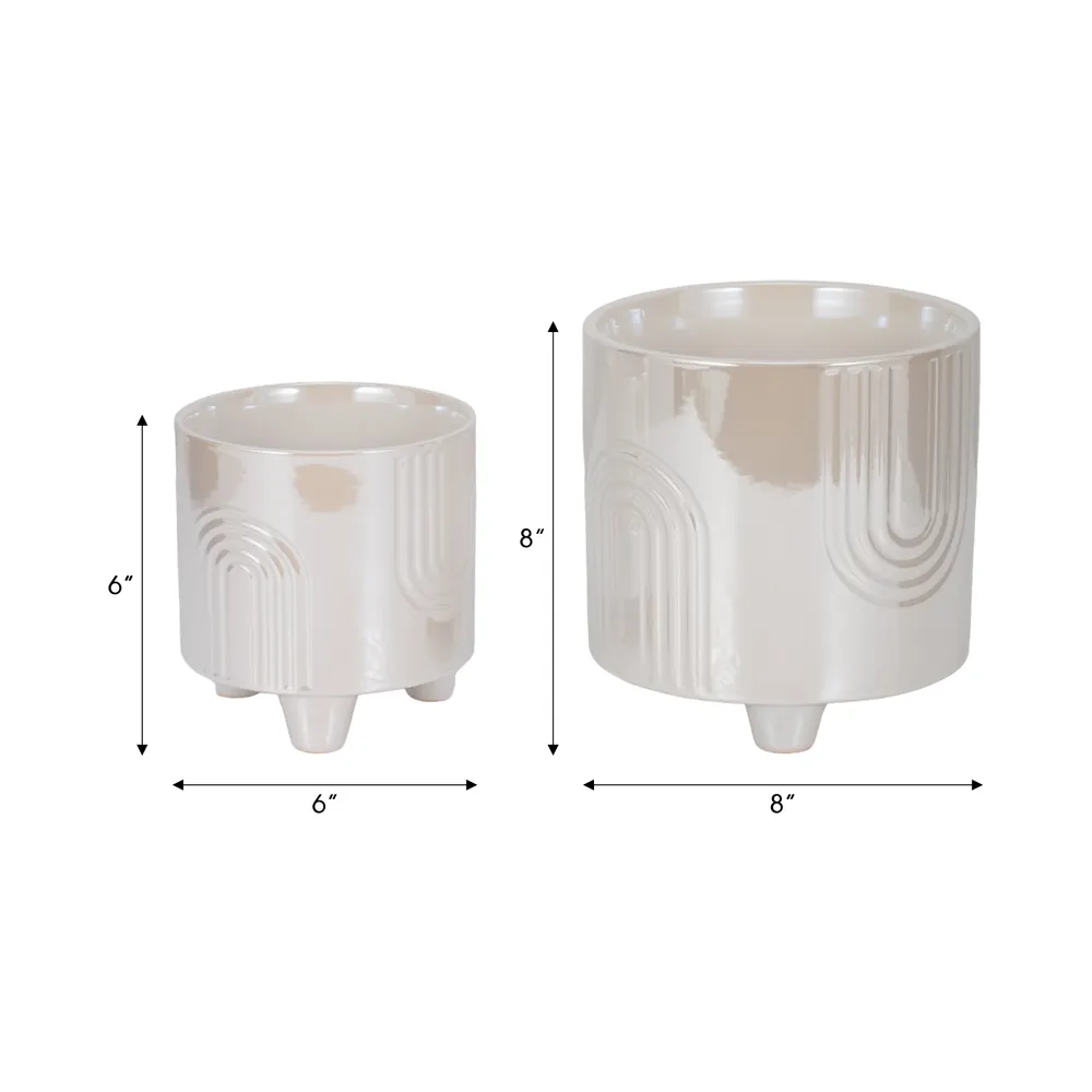 JASPERWAY SET OF 2 IVORY PLANTER 8 (IN)