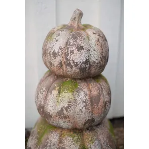 three stacked faux concrete pumpkins 2
