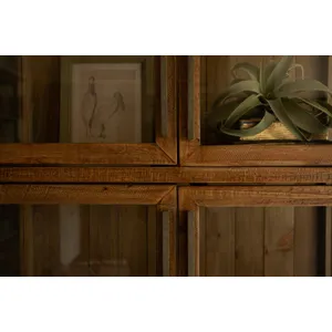 Wood and Metal Display Cabinet with Framed Glass Doors 10
