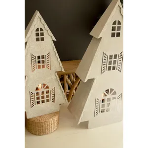 Set of 2 Metal Christmas Village Lamps 2
