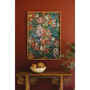 Framed Floral on Printed Paper 1