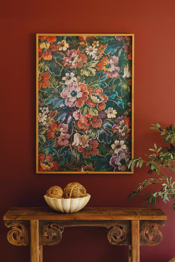 Framed Floral on Printed Paper