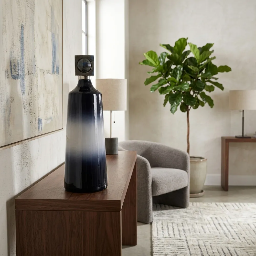HADLEYHAM BLUE GLASS VASE 23 (IN)