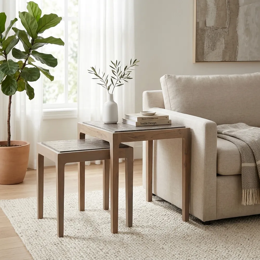 CALDERCROSS SET OF 2 BROWN TABLE 22 (IN)