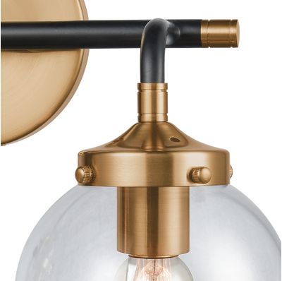 Boudreaux 15″ Wide 2-Light Vanity Light - Matte Black with Antique Gold