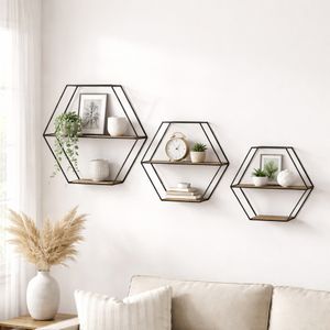 KEATONWOOD SET OF 3 BLACK WALL SHELF 22 (IN) 11