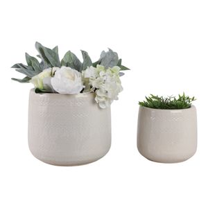 PEYTONLAKE SET OF 2 WHITE PLANTER 10 (IN) 3