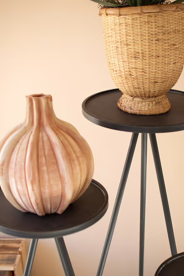 Set of 3 Tall Painted Metal Display Stands