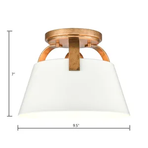 Jepson 9.5'' Wide 1-Light Semi Flush Mount - Matte White with Antique Gold 3