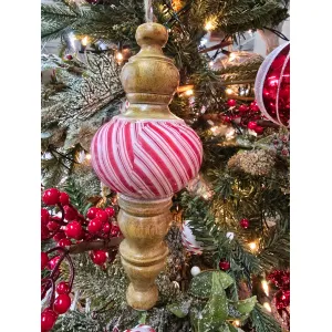 Wooden Candy Swirl Ornament 6x2x2in 1