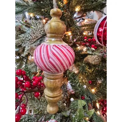 Wooden Candy Swirl Ornament 6x2x2in