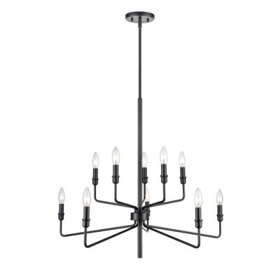 Saginaw 34″ Wide 10-Light Chandelier - Matte Black