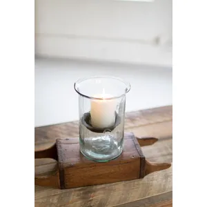 Mini Glass Candle Cylinders with Rustic Insert \ Small 2