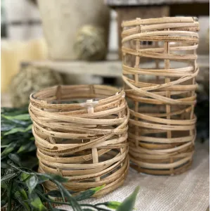 Tall Mini Wicker Wrapped Vase 3x6in 1