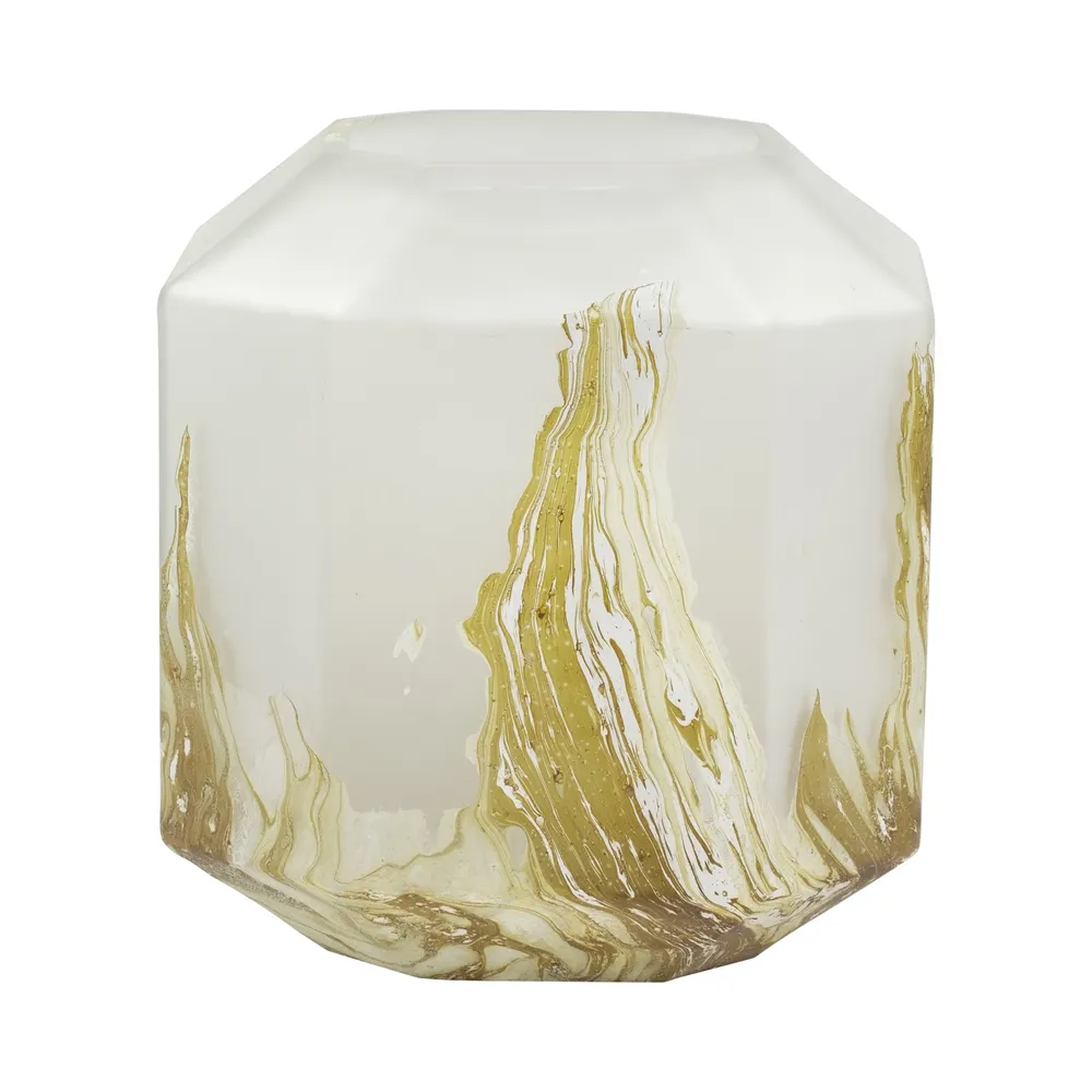 RAESTONE IVORY GLASS VASE 10 (IN)