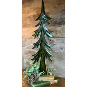 Down Swept Green Enamel Wooden Tree 24x8in 1