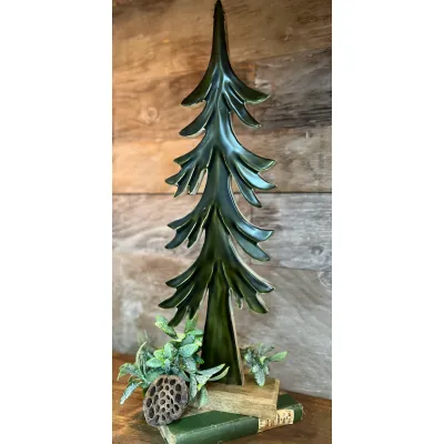 Down Swept Green Enamel Wooden Tree 24x8in