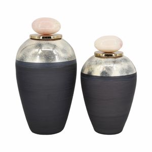 GLASS, 19" VASE W/ RESIN TOPPER, GRAY 8