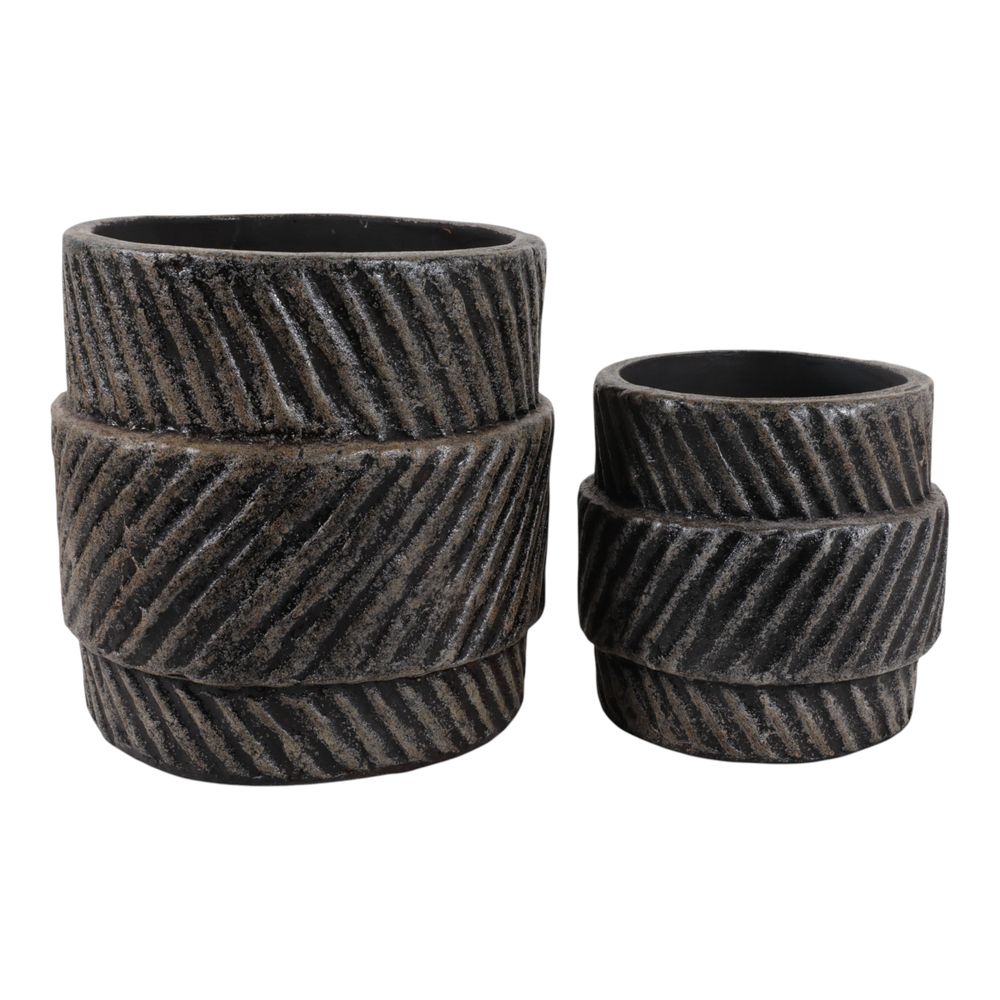 BELLCROSS SET OF 2 BLACK PLANTER 10 (IN)