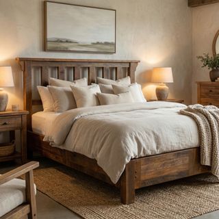 Barnwood Post Bed with Rail System - Cal King