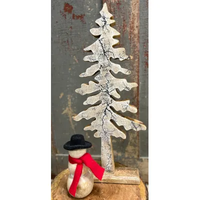 Small Whitewashed Crackle Tree 17x6in