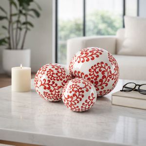 ALBAMILL SET OF 3 RED ORBS 6 (IN) 9